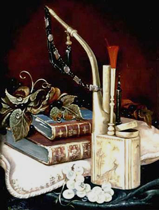 Grapes_and_a_pipe._8x10_in.